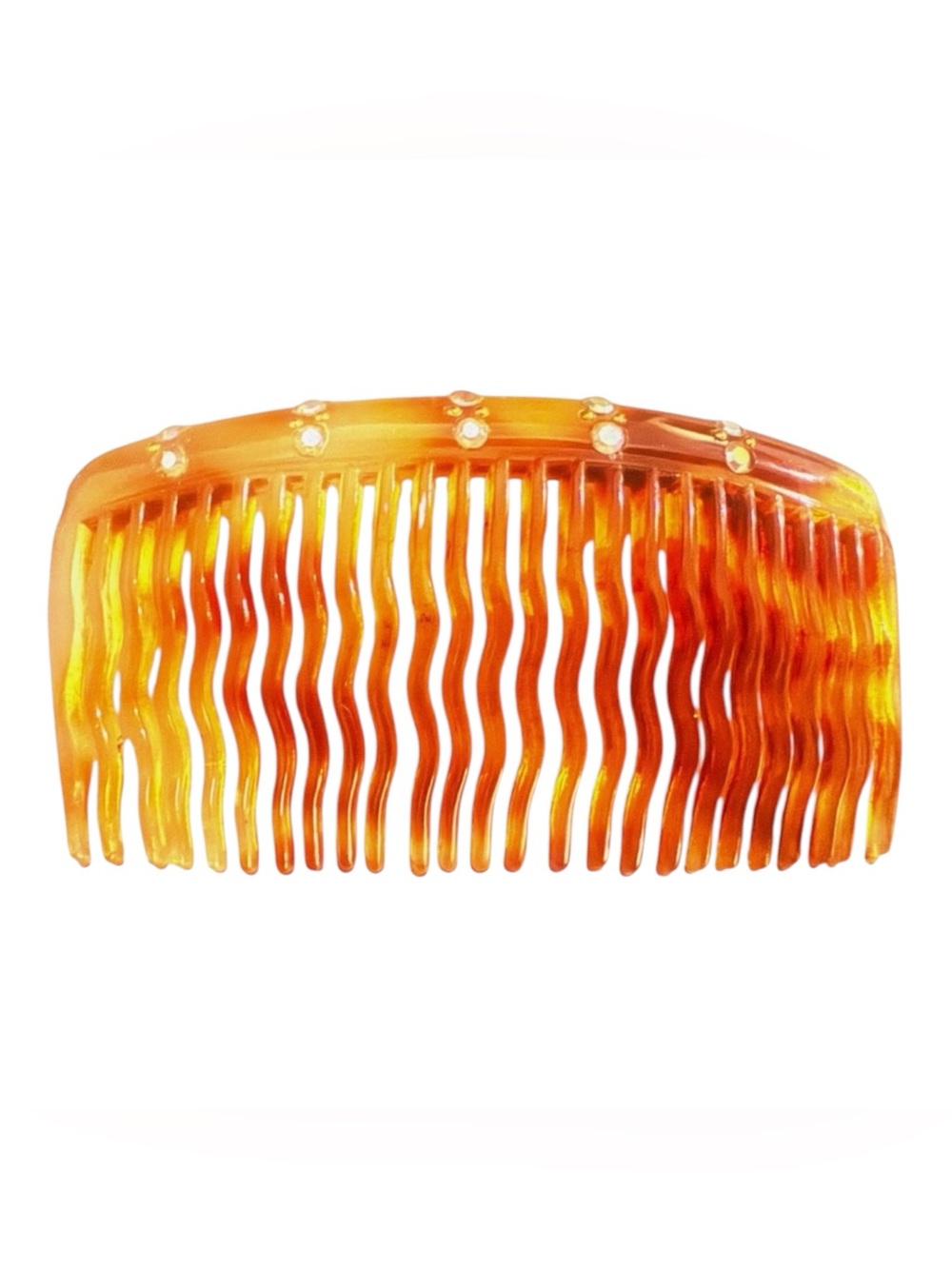 New 1950’s Vintage Tortoiseshell Brown French Wavy Hair Comb w/ Rhinestones